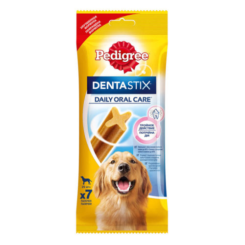 Лакомство для собак Pedigree Denta Stix Пластинки для снятия зубного камня у крупных собак 270г