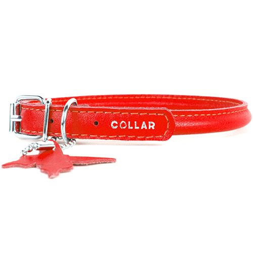 Ошейник для собак COLLAR Glamour круглый для длинношерстных собак 8мм 33-41 см красный