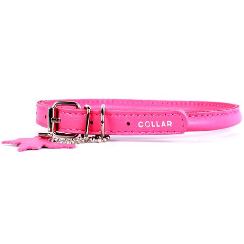 Ошейник для собак COLLAR Glamour круглый для длинношерстных собак 8мм 33-41см розовый