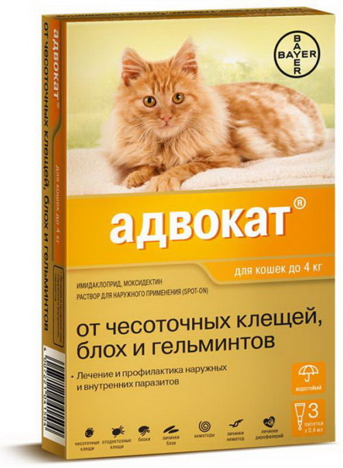 BAYER ADVOCATE Препарат антипаразитный д/кошек до 4 кг 1пип*0