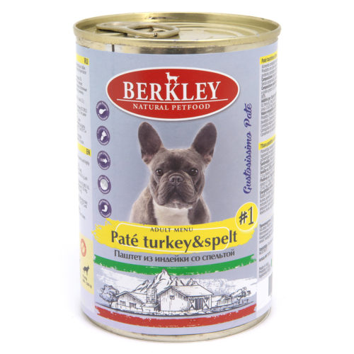 BERKLEY №1 Adult Menu Turkey&Spelt Корм влаж. паштет из индейки со спельтой д/собак конс.400г