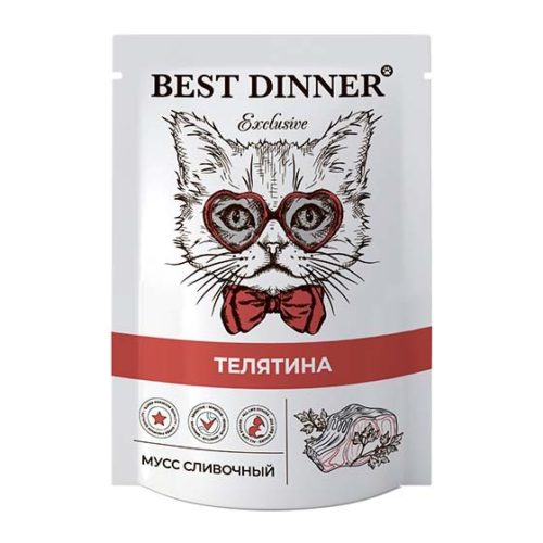 BEST DINNER ExclusiveКорм влаж.телятина мусс сливочный д/кошек пауч 85г