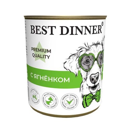 BEST DINNER Premium Quality Меню№1 Корм влаж.ягненок д/собак конс.340г