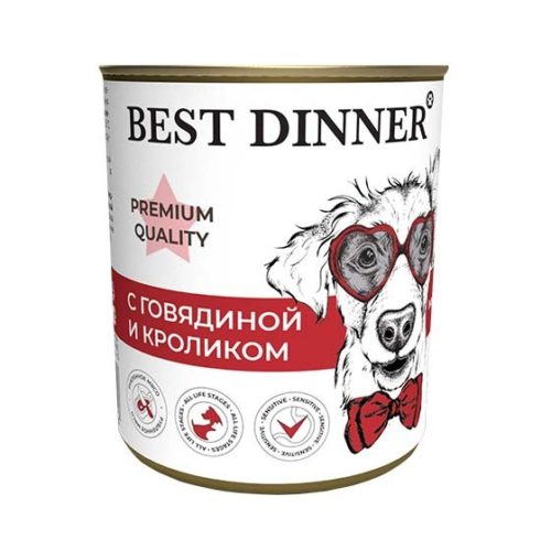 BEST DINNER Premium Quality Меню№3 Корм влаж.говядина и кролик д/собак конс.340г