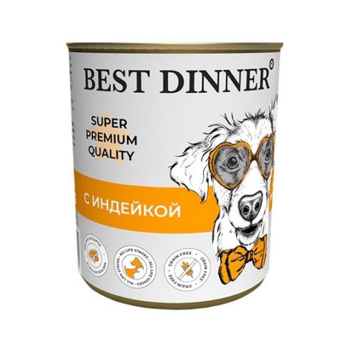 BEST DINNER Super Premium Корм влаж.индейка д/собак конс.340г