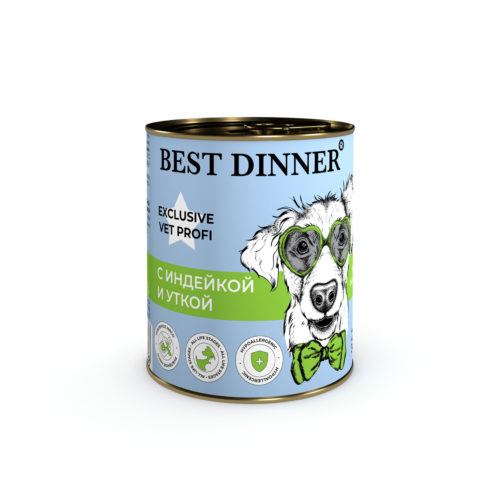 BEST DINNER Vet Profi Exclusive Hypoallergenic Корм влаж.индейка и утка д/собак конс.340г