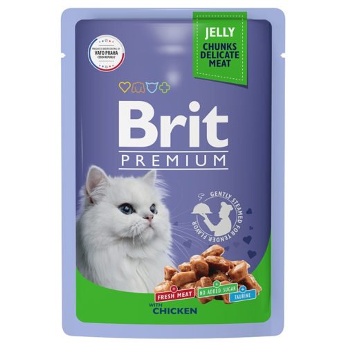 BRIT Premium Adult Корм влаж.цыпленок в желе д/кошек пауч 85г