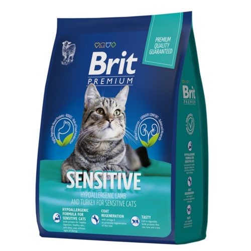 BRIT Premium Adult Sensitive Корм сух.ягненок/индейка д/кошек с чувств.пищеварением 400г