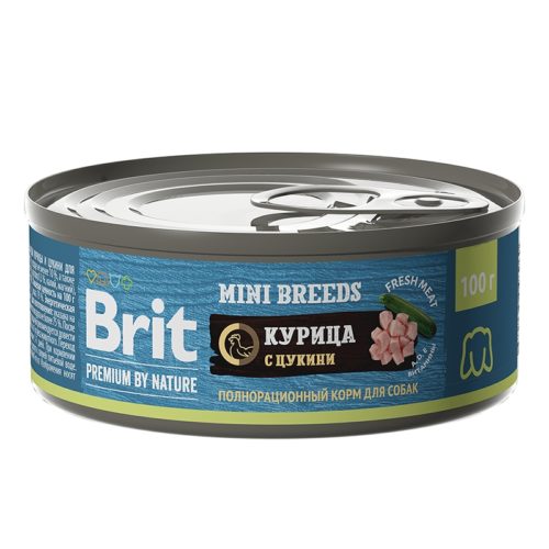 BRIT Premium by Nature Adult Mini Корм влаж.курица с цукини д/собак мелких пород конс.100г