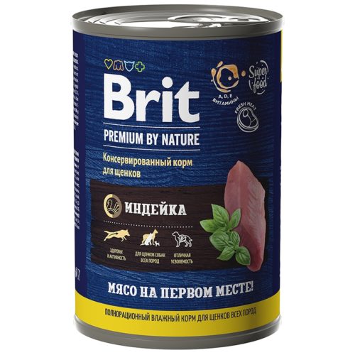 BRIT Premium by Nature Dog Puppy&Junior Корм влаж.индейка д/щенков конс.410г