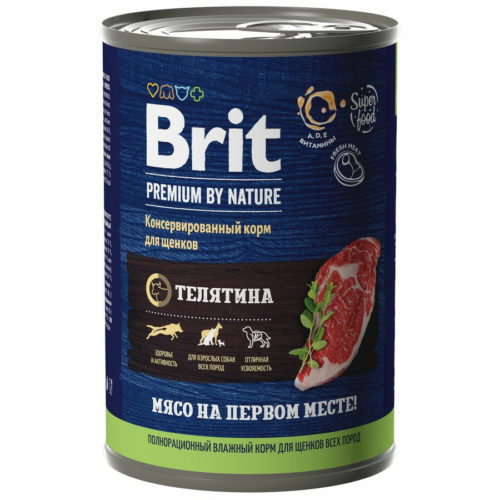 BRIT Premium by Nature Puppy&Junior Корм влаж.телятина д/щенков конс.410г