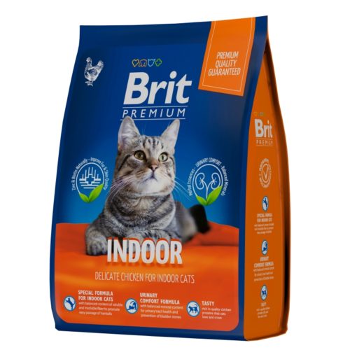 BRIT Premium Cat Adult Indoor Корм сух.курица д/кошек дом.содержания 400г