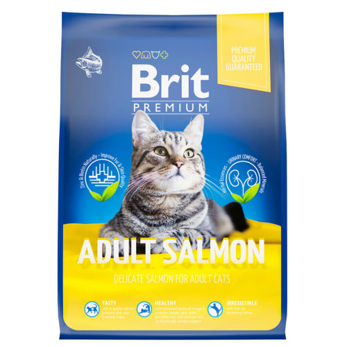 BRIT Premium Cat Adult Salmon Корм сух.лосось д/кошек 2кг