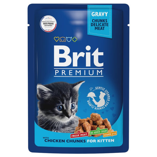 BRIT Premium Cat Kitten Корм влаж.цыпленок в соусе д/котят пауч 85г