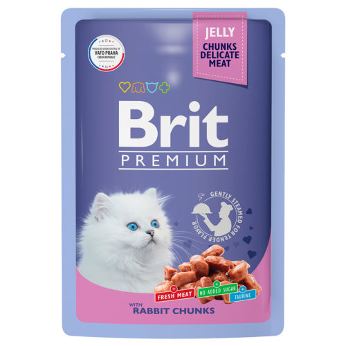 BRIT Premium Cat Kitten Корм влаж.кролик в желе д/котят пауч 85г