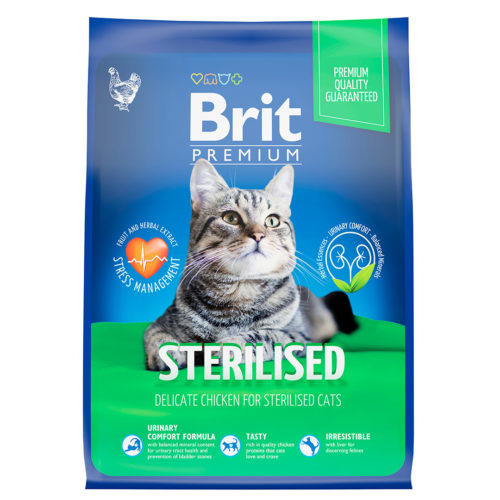 BRIT Premium Cat Sterilised Chicken Корм сух.курица д/стерил.кошек 2кг