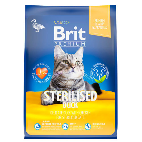 BRIT Premium Cat Sterilised Duck&Chicken Корм сух.утка