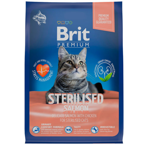 BRIT Premium Cat Sterilised Salmon&Chicken Корм сух.лосось