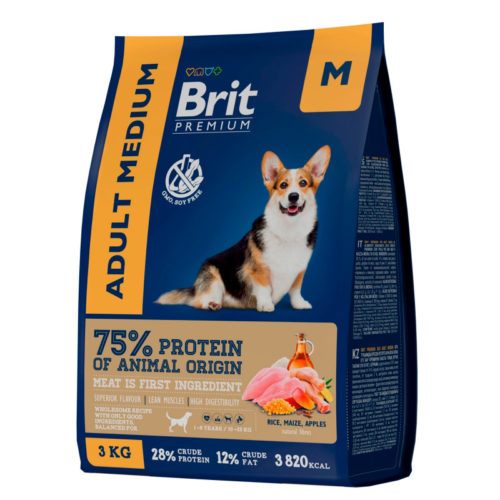 BRIT Premium Dog Adult Medium Корм сух.курица д/собак средних пород 1кг