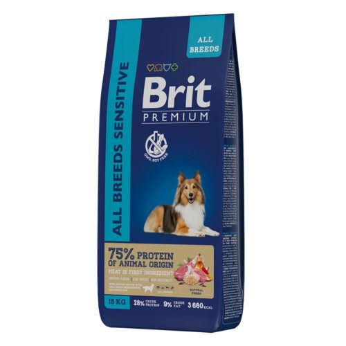 BRIT Premium Dog Adult Sensitive Корм сух.ягненок/индейка д/собак всех пород 15кг