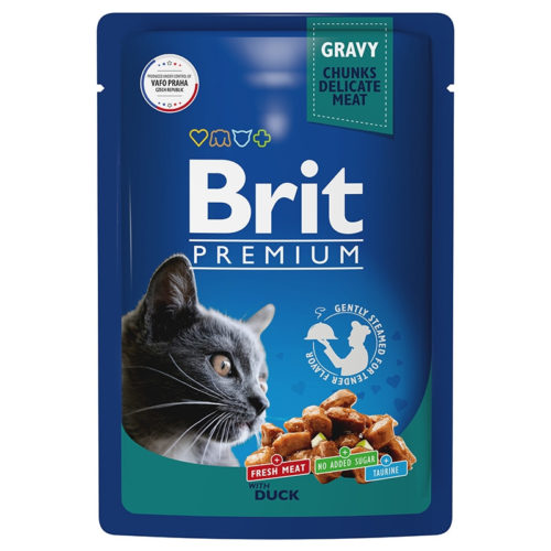 BRIT Premium Корм влаж.утка в соусе д/кошек пауч 85г