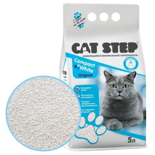 CAT STEP Compact White Original Наполнитель комкующийся минеральный д/кошек 5л