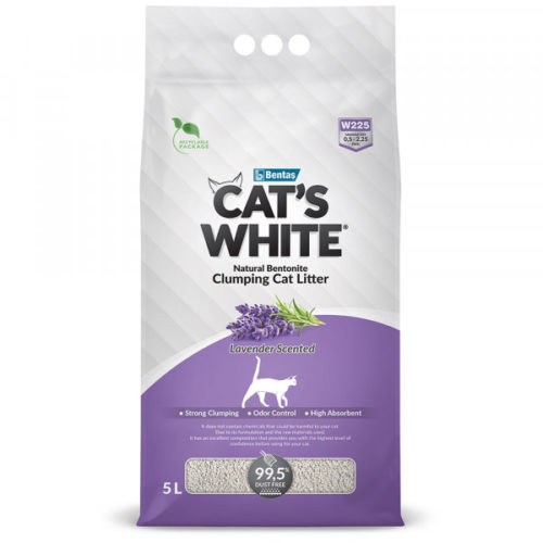 CAT'S WHITE Lavender Наполнитель комкующийся с нежным ароматом лаванды д/кошек 10л