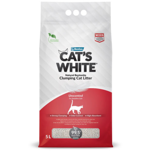 CAT'S WHITE Natural Наполнитель комкующийся натуральный без ароматизатора д/кошек 5л