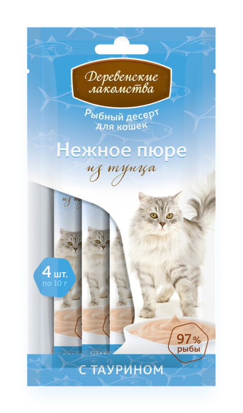 Деревенские лакомства Нежное пюре из тунца д/кошек 40г