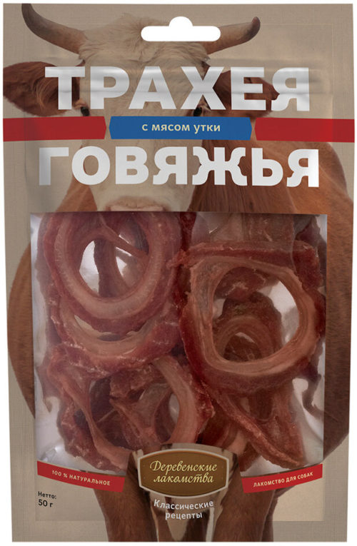 Деревенские лакомства Трахея говяжья с мясом утки 50г