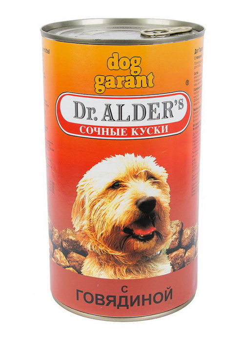 DR.ALDERS Dog Garant Сочные куски говядина Корм влаж.д/собак 1230г