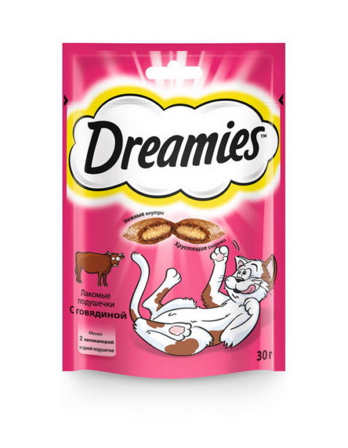 DREAMIES Лакомые подушечки с говядиной д/кошек 140г