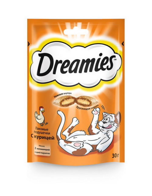 DREAMIES Лакомые подушечки с курицей д/кошек 140г