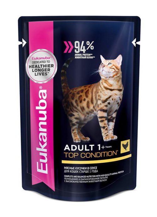 EUKANUBA Cat Корм влаж.курица в соусе д/кошек пауч 85г