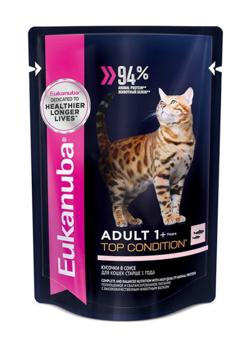 EUKANUBA Cat Корм влаж.лосось в соусе д/кошек пауч 85г