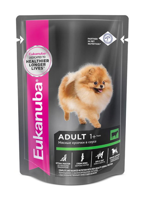 EUKANUBA Dog Корм влаж.говядина в соусе д/собак пауч 100г