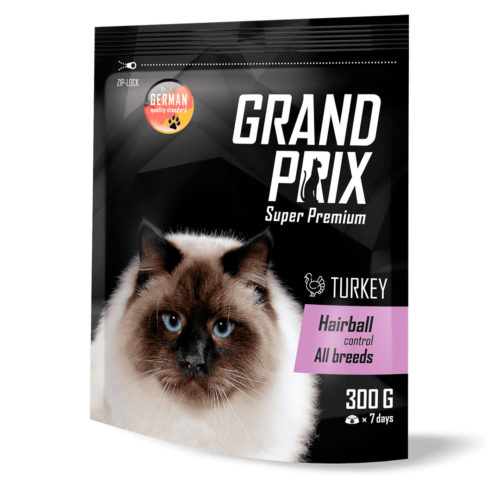 GRAND PRIX Hairball Control Корм сух.индейка д/выведения шерсти д/кошек 1