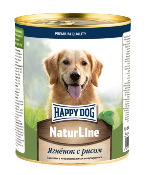 HAPPY DOG Ягненок с рисом Корм влаж.кус.в фарше д/собак 970 гр