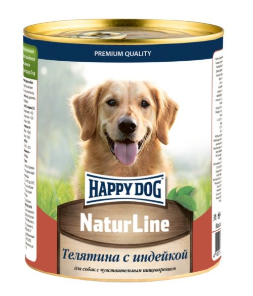 HAPPY DOG Телятина с индейкой Корм влаж.кус.в фарше д/собак 410г