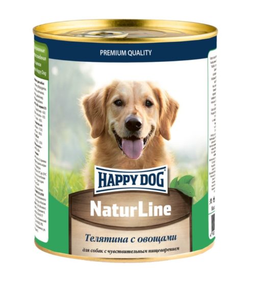 HAPPY DOG Телятина с овощами Корм влаж.кус.в фарше д/собак 410г