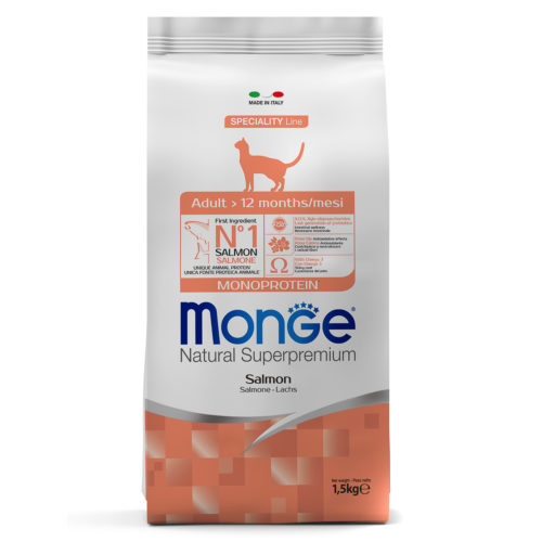 MONGE Cat Speciality Monoprotein Adult Корм сух.лосось д/кошек 1