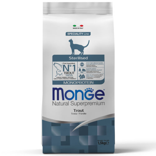 MONGE Cat Speciality Monoprotein Sterilised Adult Корм сух.форель д/стерилизов.кошек 1