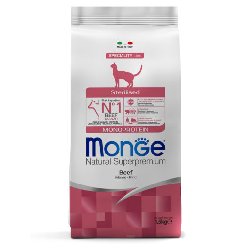 MONGE Cat Speciality Monoprotein Sterilised Adult Корм сух.говядина д/стерилизов.кошек 1