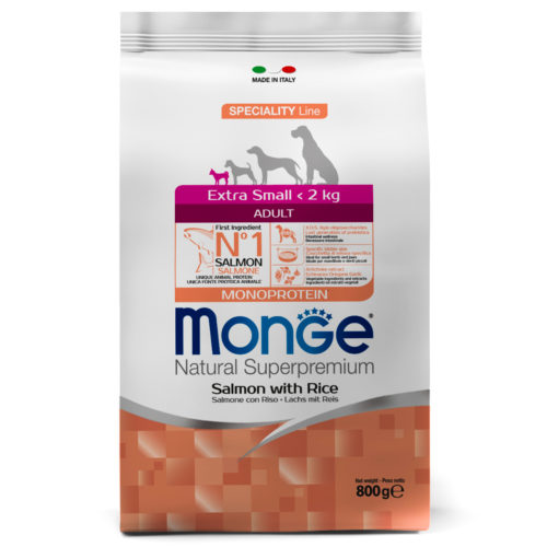 MONGE Dog Speciality Monoprotein Extra Small Adult Корм сух.лосось