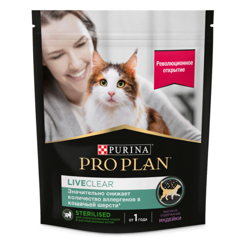 PRO PLAN LiveClear Sterilised Adult Корм сух.индейка д/стерилизованных кошек 400г