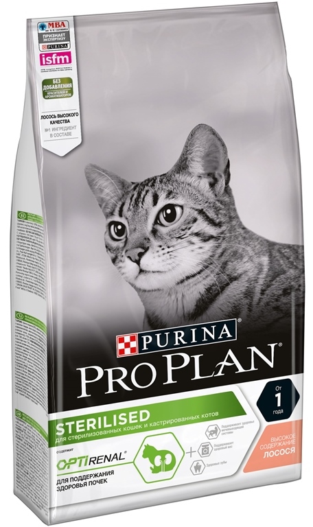 PRO PLAN Sterilised Cat Корм сух.лосось д/стерилизов.кошек 1